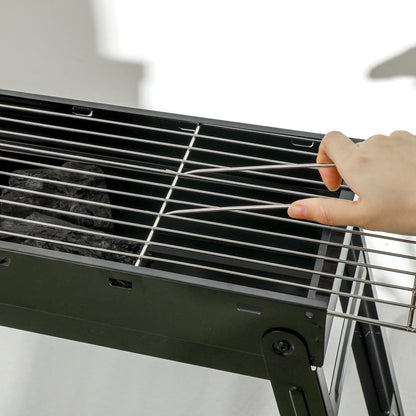 Outsunny BBQ Foldable Charcoal Grill for Outdoor Cooking, Picnic, Barbecue - Black