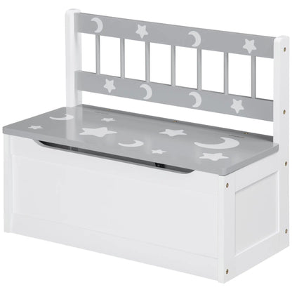 ZONEKIZ 2 In 1 Kids Storage Bench, Toy Box with Safety Rod - Grey