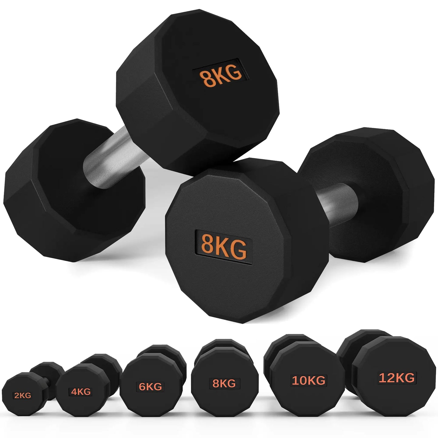 SPORTNOW Dumbbells Weights Set with 12-Sided Shape and Non-Slip Grip for Home Gym Workout, 2 x 8kg