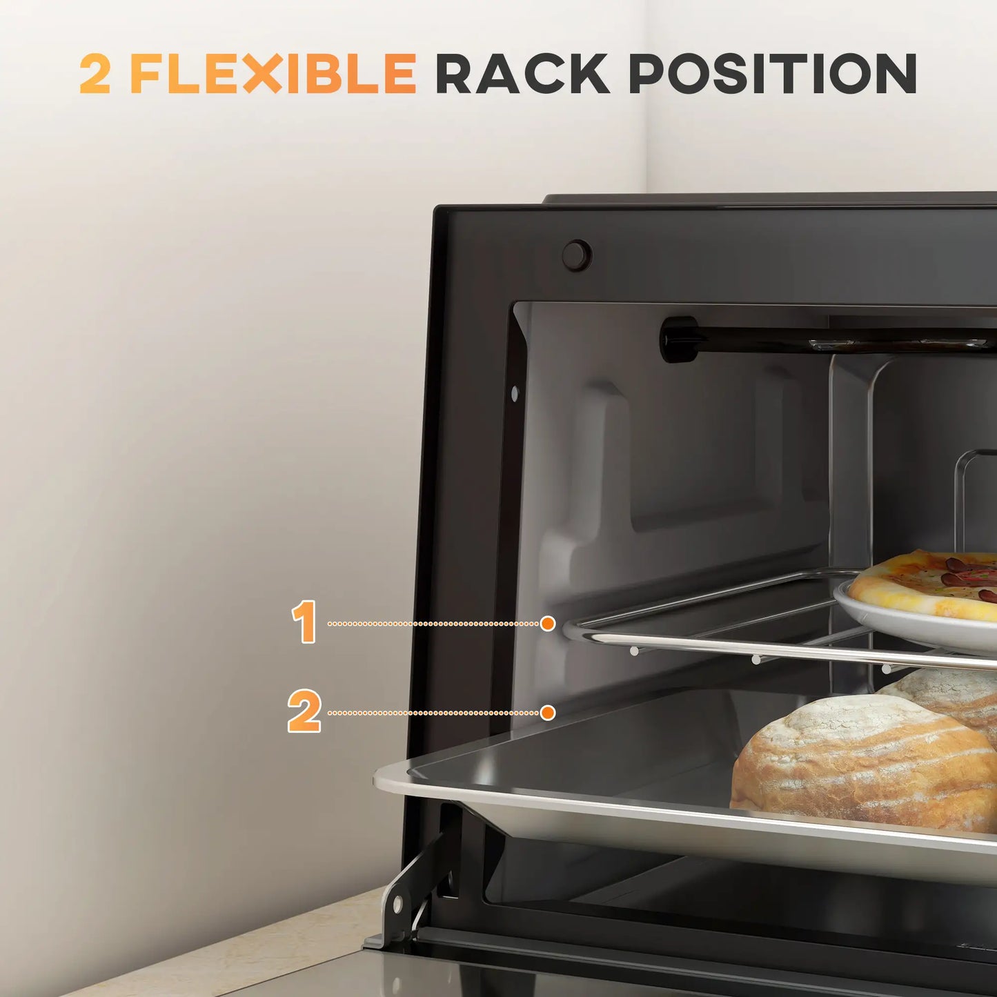 HOMCOM Mini Oven, 9L Countertop Electric Grill, Toaster Oven with Adjustable Temperature, Timer, Baking Tray, 750W
