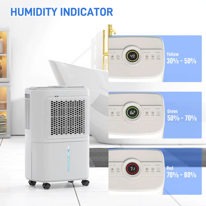 HOMCOM 12L Dehumidifier Air Purifier with Touch Panel LED Screen - White