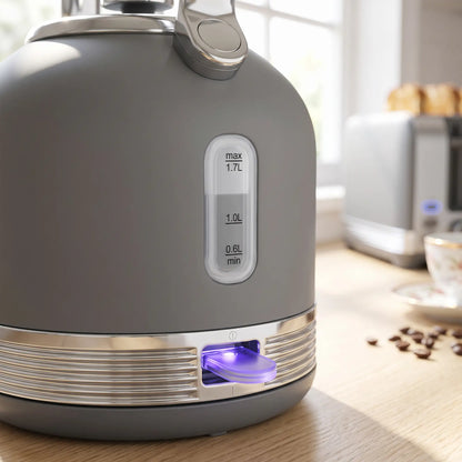 HOMCOM Stainless Steel Fast Boil Cordless Kettle and 4 Slice Toaster Kitchen Set, 1.7L 3000W, Grey