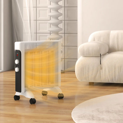 HOMCOM 2kW Electric Space Heater, 10-45℃ Temperature with Four Wheels - White