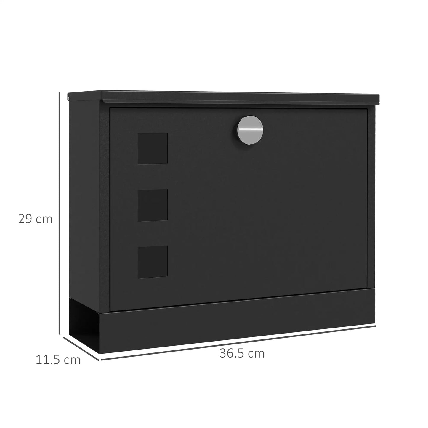 HOMCOM Wall Mounted Letterbox, Weatherproof Post Box, Modern Mailbox with 2 Keys and Viewing Windows