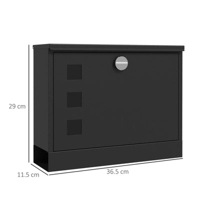 HOMCOM Wall Mounted Letterbox, Weatherproof Post Box, Modern Mailbox with 2 Keys and Viewing Windows