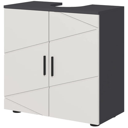 kleankin Under Sink Bathroom Cabinet, Adjustable Shelf, Storage Cupboard for Basin, Light Grey