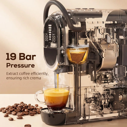 HOMCOM 0.6L Pod Coffee Machine for Nespresso, Dolce Gusto Capsule & Ground Coffee, Small Semi Automatic Coffee Maker