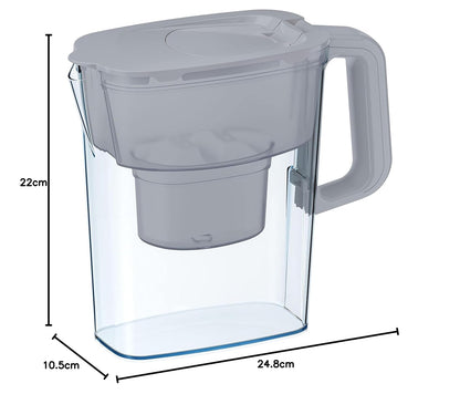 AQUAPHOR Water Filter Jug Compact with 1 X Maxfor+ Filter - 2.4L Capacity - Grey