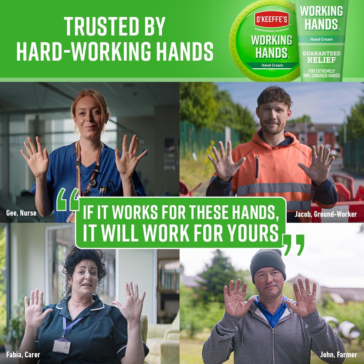O’Keeffe’s Working Hands - Hand Cream for Extremely Dry, Cracked Hands, Instantly Boosts Moisture Levels 96g Jar