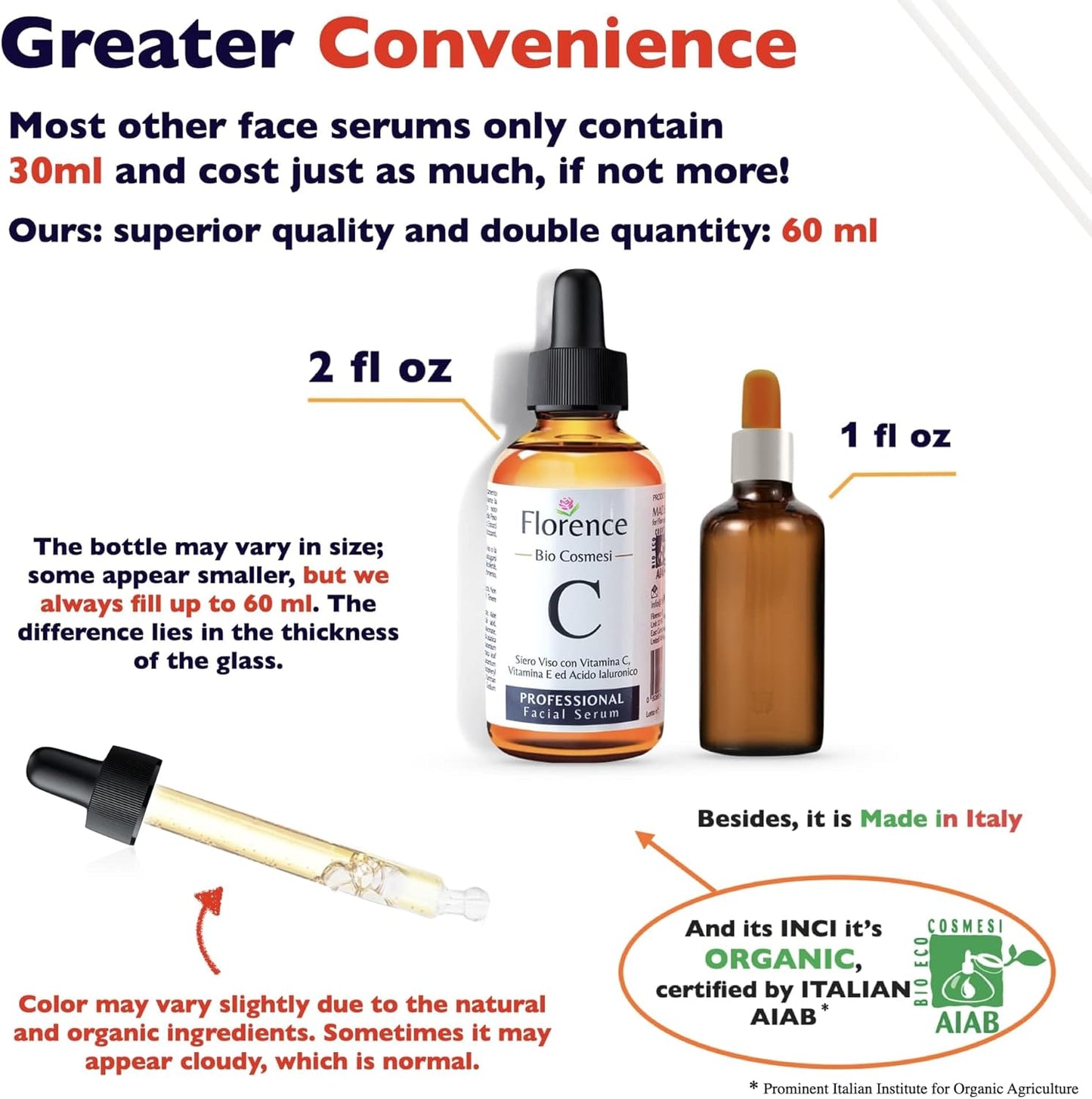 Big 2.11oz. Organic Vitamin C Serum for Face. Anti-Dark Spots, Wrinkles Skin Repair, Anti Aging Facial & Eye Area Skincare