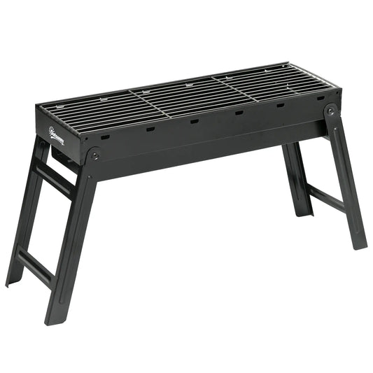 Outsunny BBQ Foldable Charcoal Grill for Outdoor Cooking, Picnic, Barbecue - Black