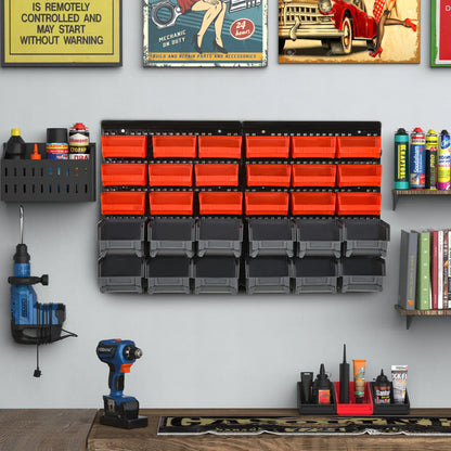 DURHAND 30 Cubbie On-Wall Storage Board Tool Screw Organiser Garage Workshop DIY Container w/ Screw Kit Tool Equipment Tidy