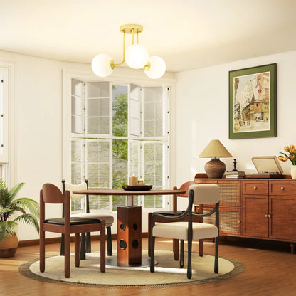 HOMCOM Globe Shades LED Ceiling Light, Modern 3-Light with G9 Sockets, Bulbs Not Included, Gold Tone