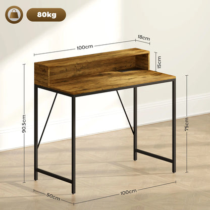 HOMCOM Computer Desk Table with LED Lights and Power Outlets, Gaming Desk with Monitor Stand & Remote for Home Office, Rustic Brown