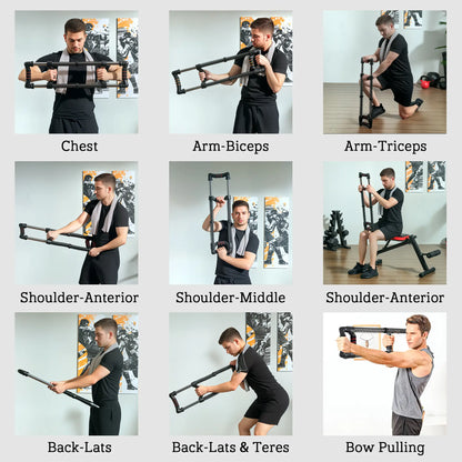 SPORTNOW Chest Expander, with 10-50kg Adjustable Resistance, for Home, Travel, Gym Workout