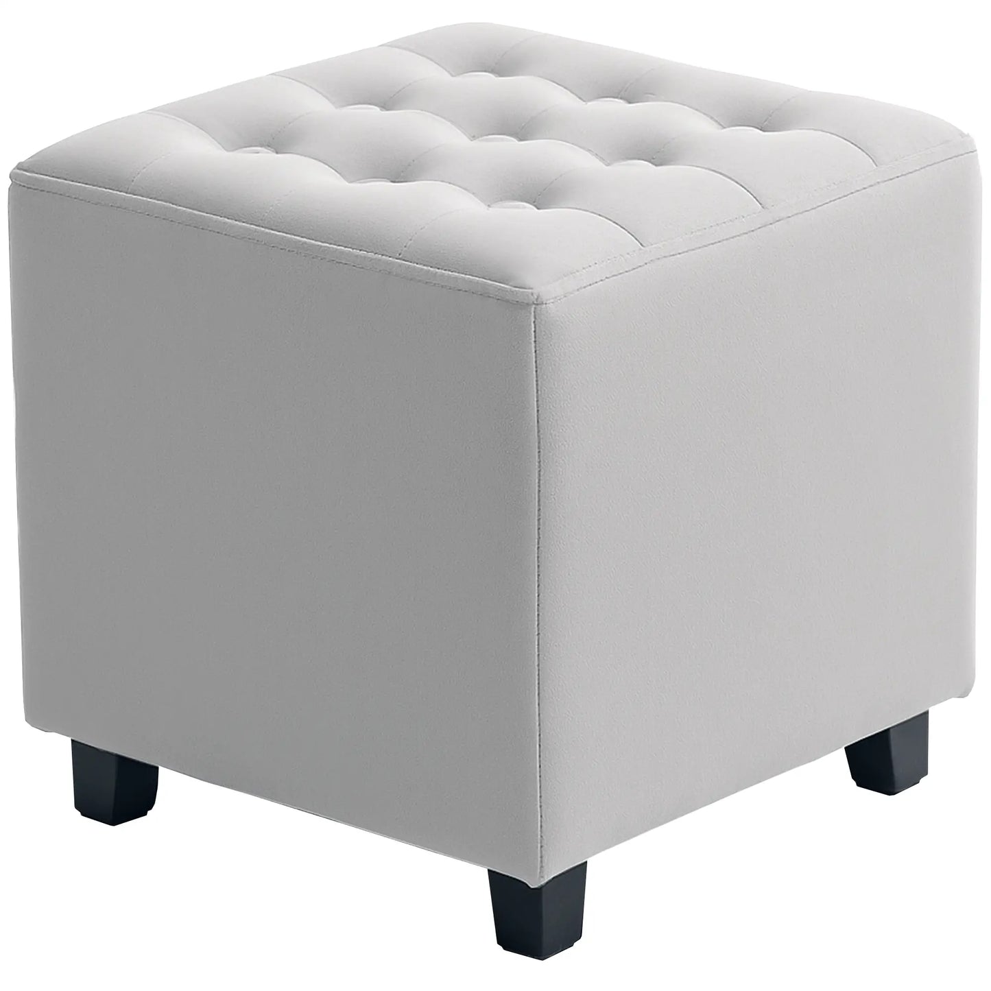HOMCOM Velvet-Feel Square Ottoman Lightweight Footstool - Light Grey