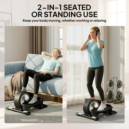 SPORTNOW Under Desk Elliptical Machine with LCD Monitor for 2-in-1 Seat & Stand Up Exercise