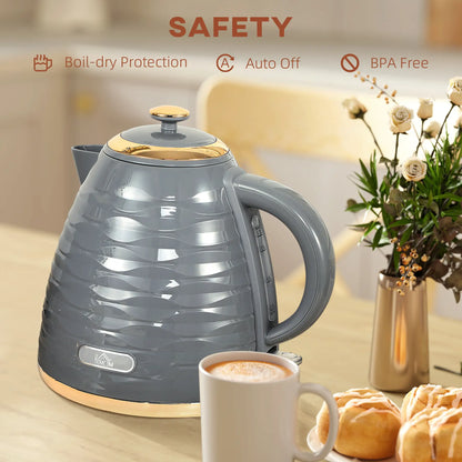 HOMCOM 3kW Kitchen Rapid Boil Honeycomb Kettle, 1.7l - Grey