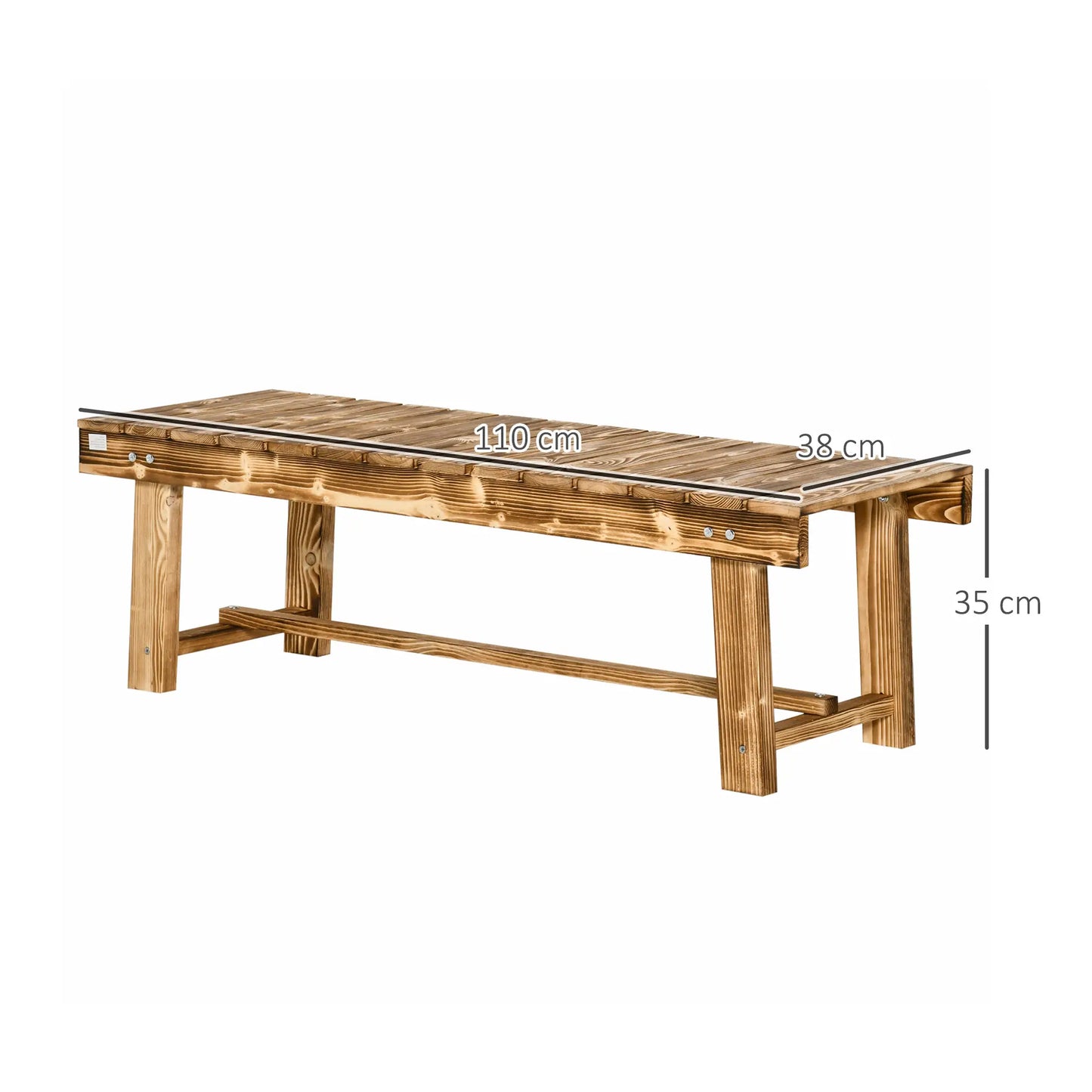 Outsunny 1 Piece 2-Seater Outdoor Indoor Wooden Garden Bench Fir Patio Loveseat, Carbonised