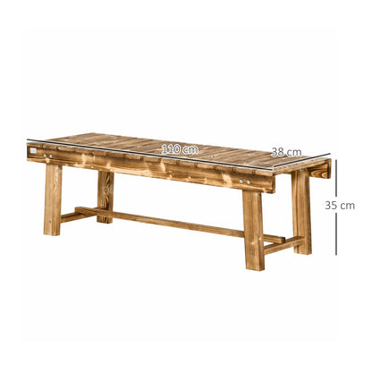 Outsunny 1 Piece 2-Seater Outdoor Indoor Wooden Garden Bench Fir Patio Loveseat, Carbonised