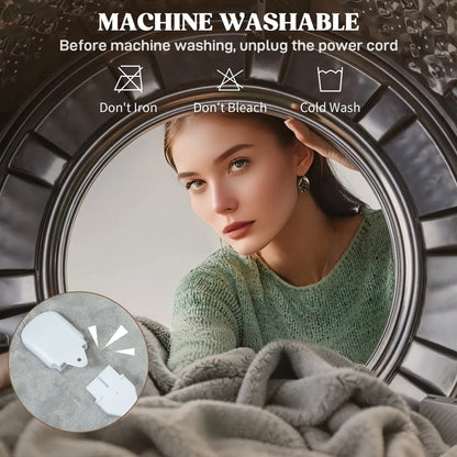 HOMCOM Electric Throw Heated Blanket with 10 Heat Levels & 10H Timer, Machine Washable with Overheat Protection, Grey