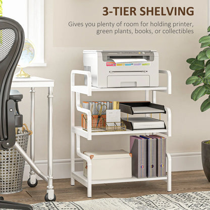 HOMCOM 3-Tier Printer Stand with Storage Shelves, Printer Table, Printer Shelf for Home Office