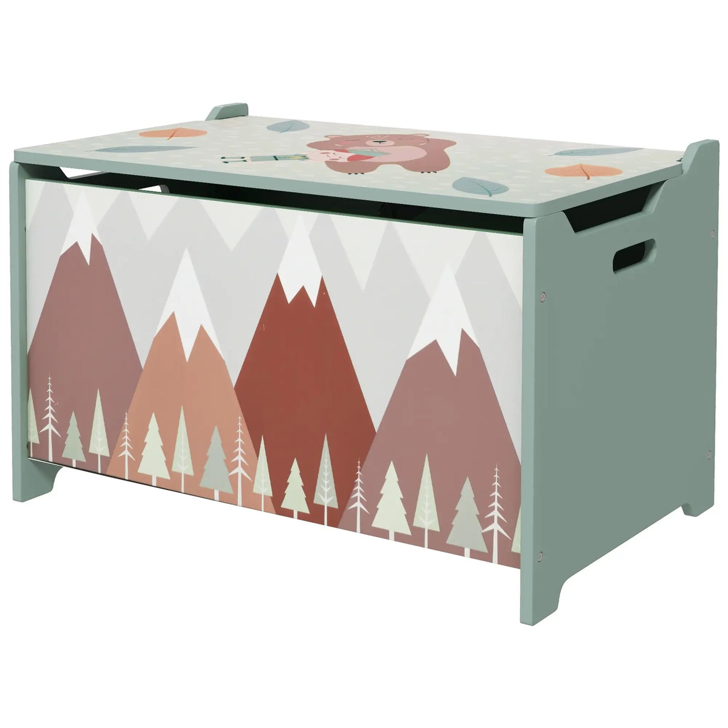 ZONEKIZ Toy Box, Kids Storage Chest with Lid and Safety Hinge - Green