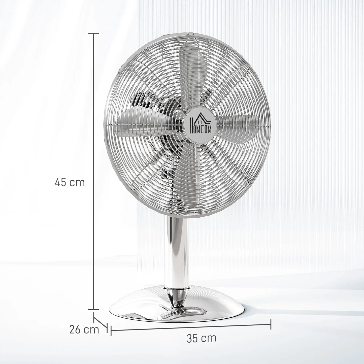 HOMCOM Three-Speed Oscillating Desk Air Fan - Silver-Tone