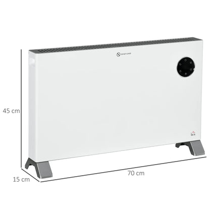 HOMCOM 2000W Electric Convector Heater, Freestanding Space Heater with 3 Heat Settings, Adjustable Thermostat, White