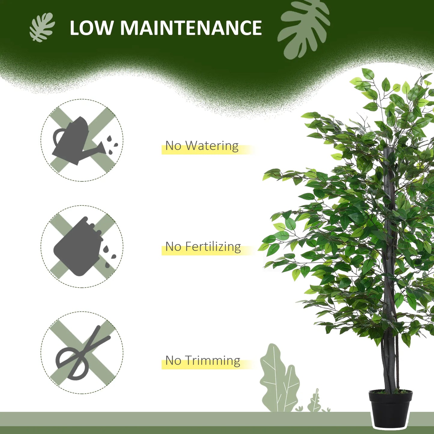 Outsunny Artificial Banyan Tree in Pot, Fake Plant for Home Indoor Decor, 90cm