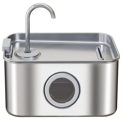 PawHut 3.2L Cat Water Fountain for Drinking, Stainless Steel with Visible Water-Level Window, Ultra-Silent Pump