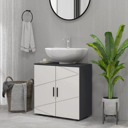 kleankin Under Sink Bathroom Cabinet, Adjustable Shelf, Storage Cupboard for Basin, Light Grey