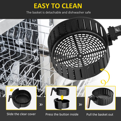 HOMCOM 5.5L 1700W Air Fryer, with Digital Display, 80-200℃ Temperature