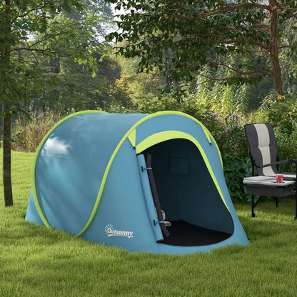 Outsunny Two-Man Pop-Up Camping Dome Tent with Accessories - Blue