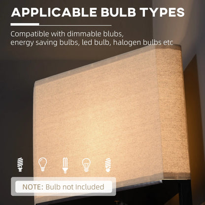 HOMCOM Corner Floor Lamp with Shelves, Modern Tall Standing Lamp with Chain Switch for Living Room, Bedroom, Black