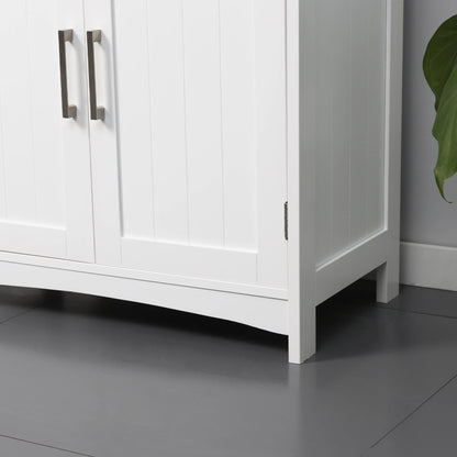 Kleankin Pedestal Under Sink Double Doors Cabinet, Modern Bathroom Vanity Unit, Storage Cupboard with Adjustable Shelves