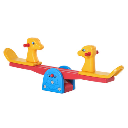 HOMCOM Kids Seesaw Safe Teeter Totter 2 Seats with Easy-Grip Handles, Safe, Indoor Outdoor Equipment, for 1-4 Years
