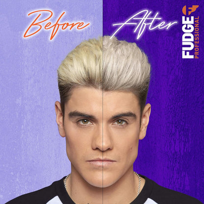 Fudge Professional Purple Hair Toning Shampoo, Travel Size, Clean Blonde Damage Rewind Shampoo, 50ml
