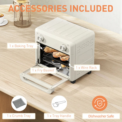 HOMCOM 10L Air Fryer Oven, Mini Oven, Oil Free Cooking, Grill, Roast, Bake, with Adjustable Temperature, Timer, 1000W