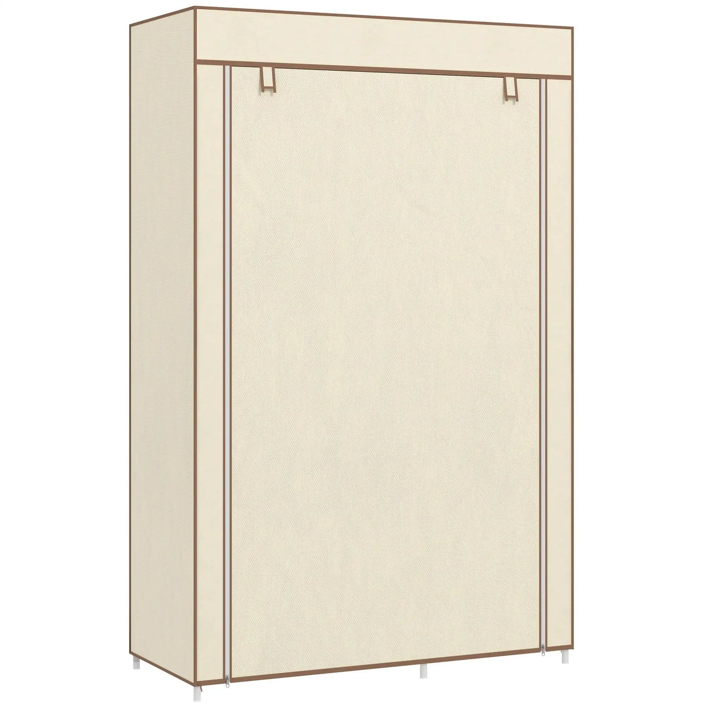 HOMCOM Fabric Wardrobe, Portable Wardrobe with 6 Shelves, 1 Hanging Rail, Foldable Closets, Cream White