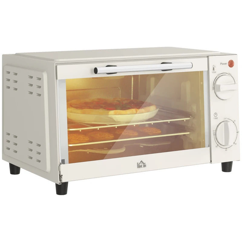 HOMCOM Mini Oven, 9L Countertop Electric Grill, Toaster Oven with Adjustable Temperature, 750W
