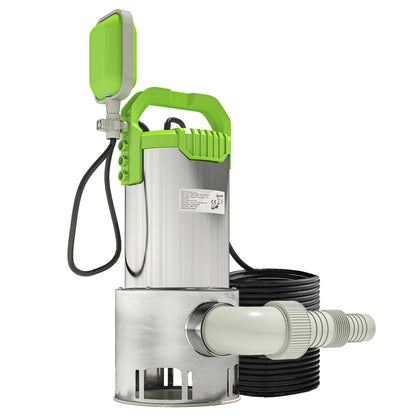 Outsunny 1100W Submersible Electric Water Sump Pump for Dirty/Clean Water with Portable and Lightweight, Green