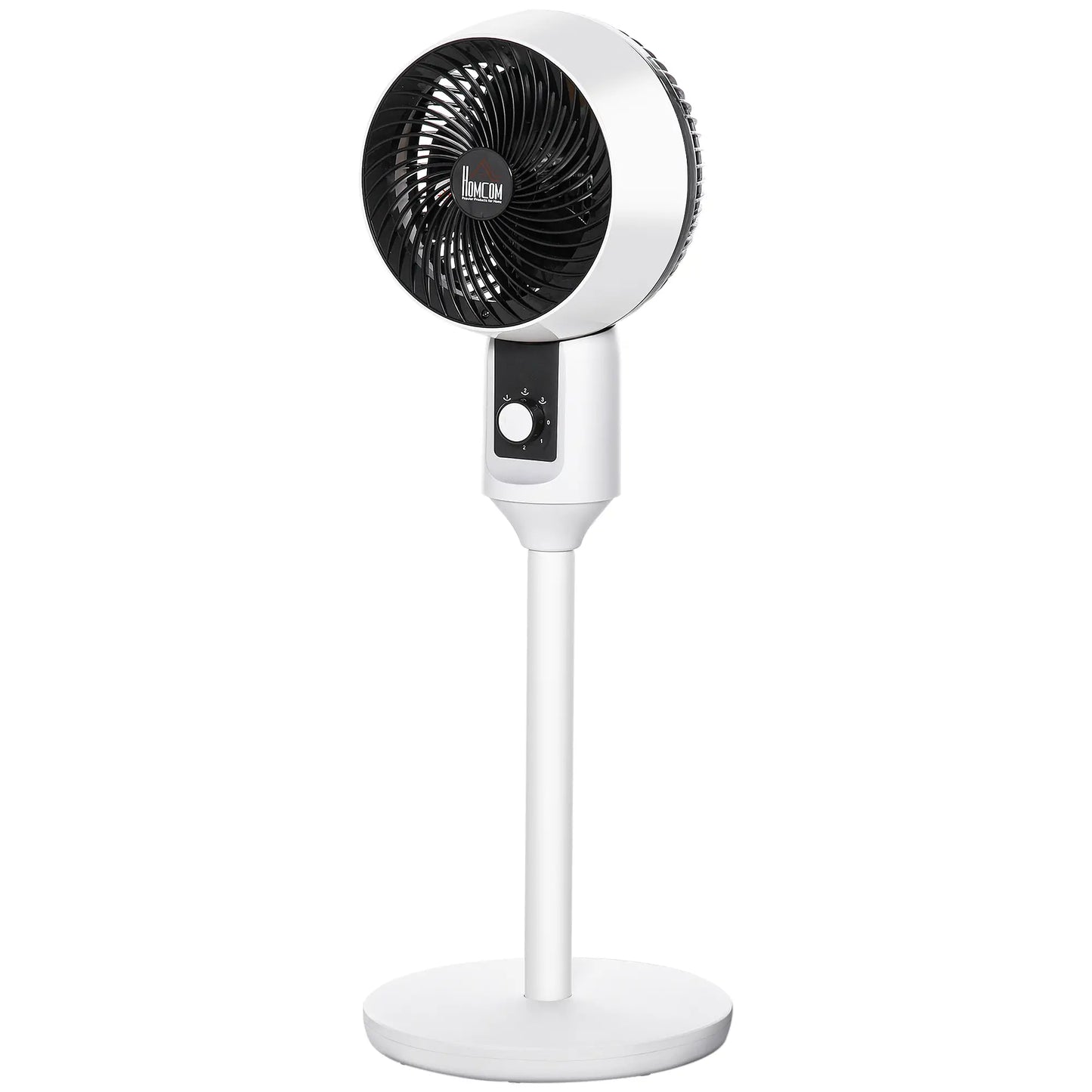 HOMCOM 9'' Air Circulator Fan 3 Speed, 70° Oscillation 90° Vertical Tilt, Carry Handle, Pedestal Fan, White & Black