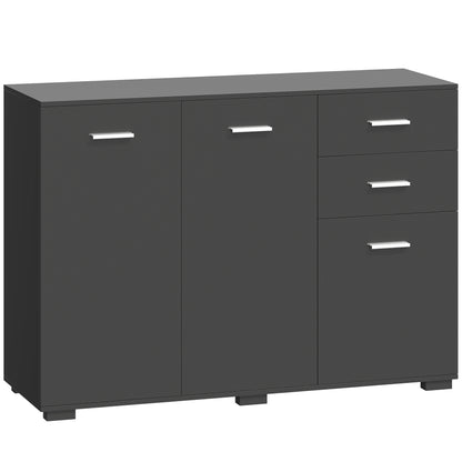 HOMCOM Sideboard, Modern Storage Cabinet with 2 Drawers, 3 Doors and Adjustable Shelves, Black