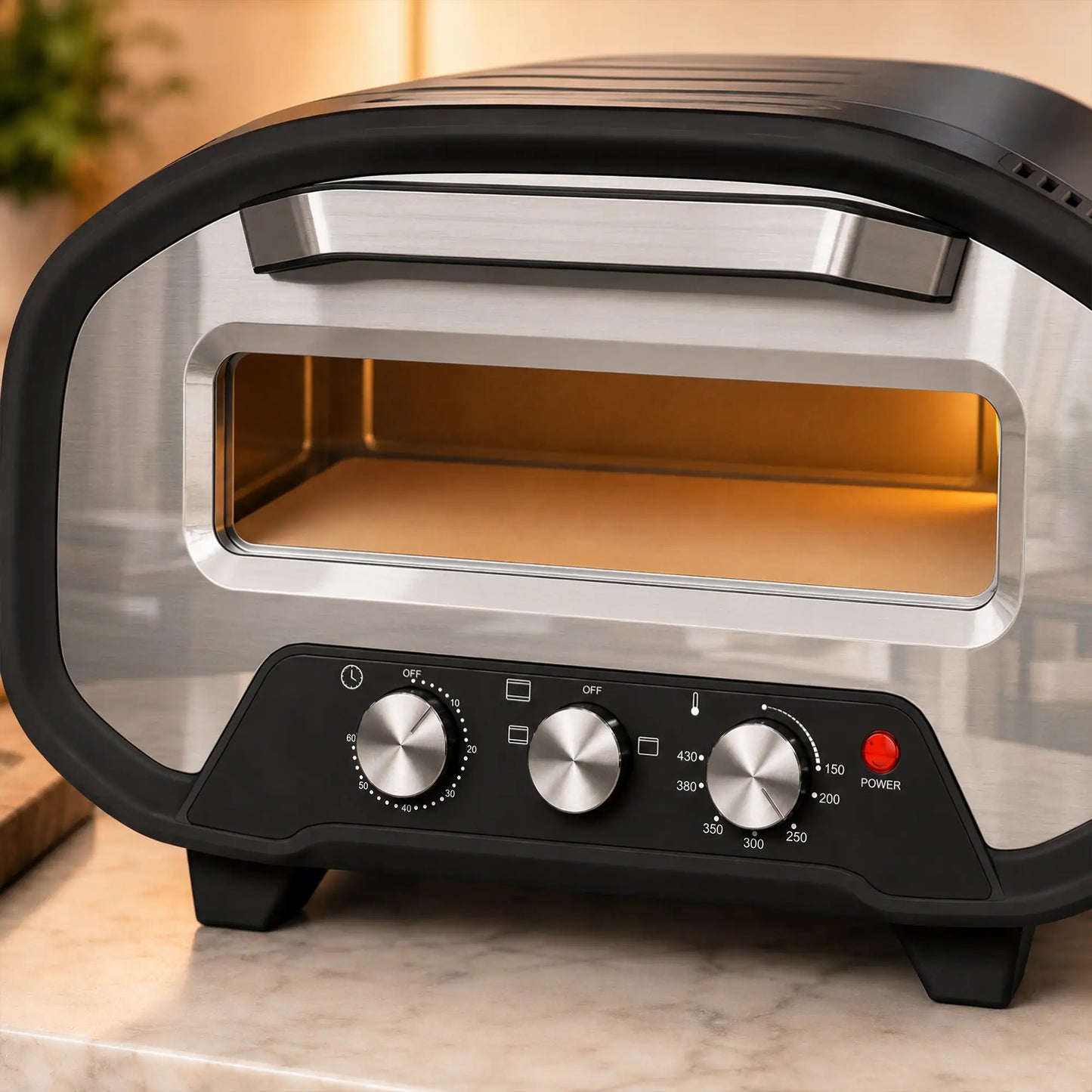 HOMCOM Electric Pizza Oven, Pizza Maker with 3 Knob Control & Ceramic Stone, Viewing Window, 2200W
