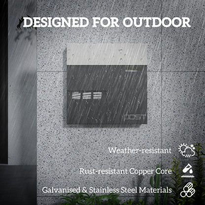HOMCOM Locking Galvanised Steel Letterbox w/ Viewing Window Post Box, Mailbox - Charcoal Grey/Black