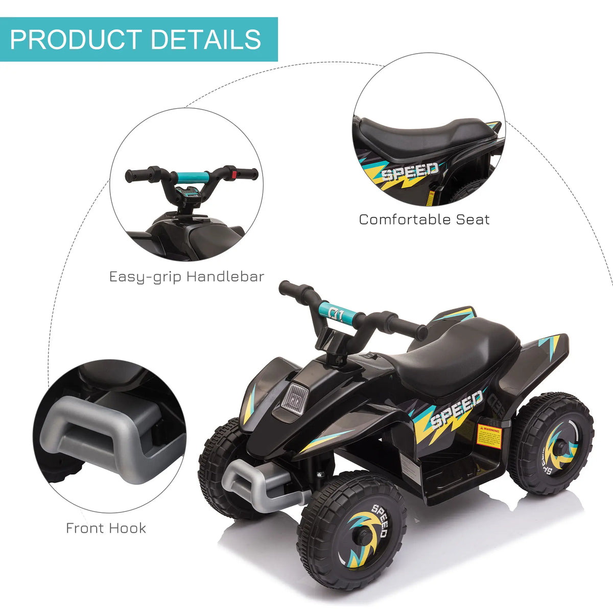 HOMCOM 6V Kids Electric Ride on Car Forward Reverse Functions for Toddlers Aged 18-36 Months, Black