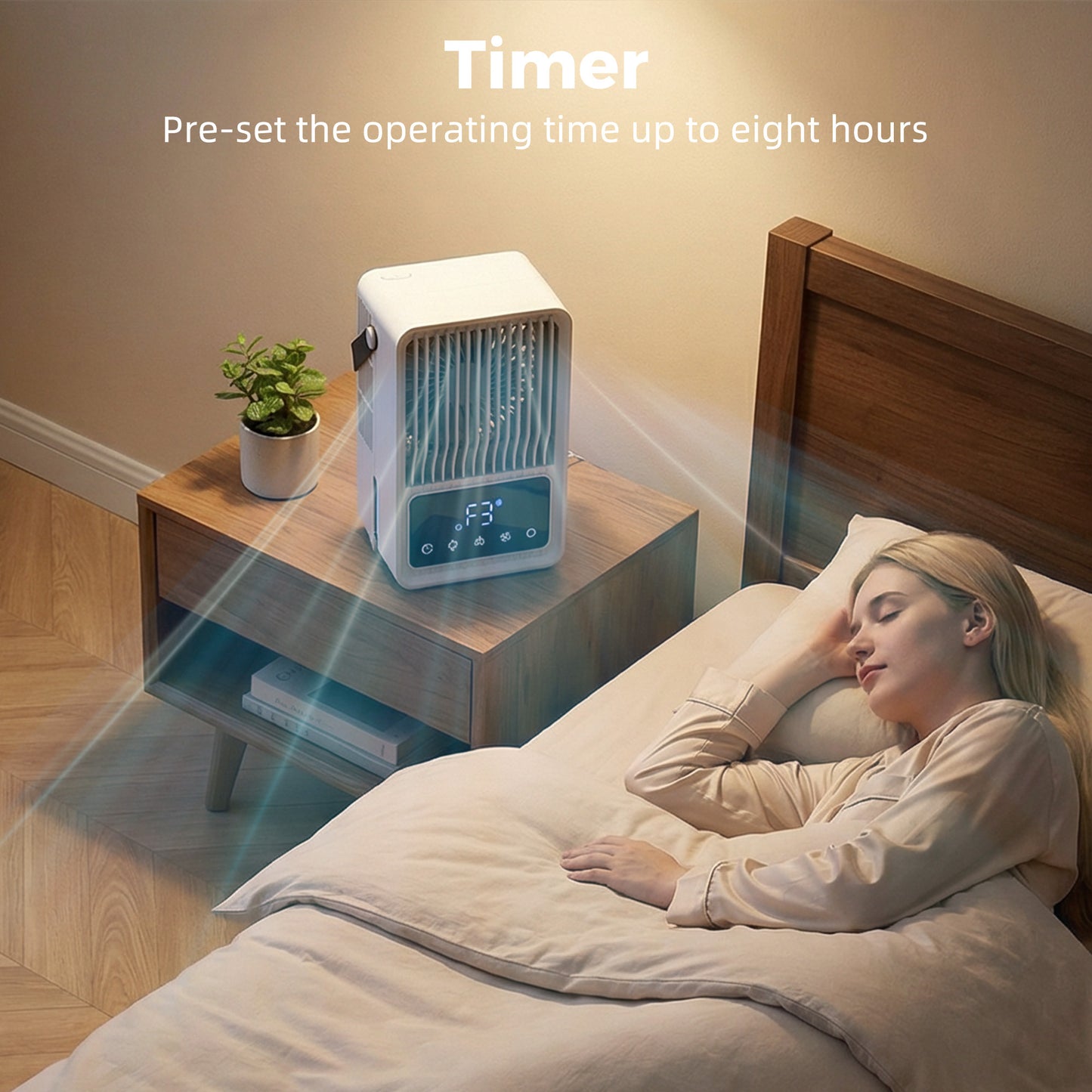 HOMCOM Mini Desk Fan with Humidifier & RGB Light Portable Table Fan with 550ml Water Tank