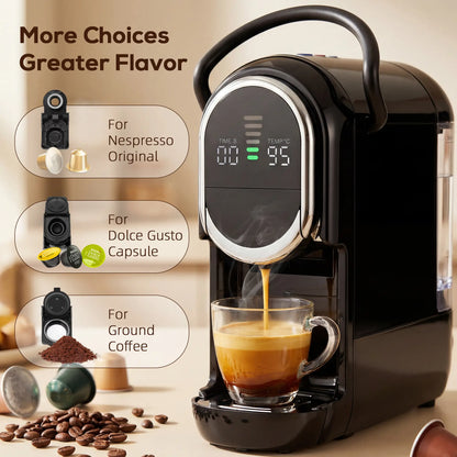 HOMCOM 0.6L Pod Coffee Machine for Nespresso, Dolce Gusto Capsule & Ground Coffee, Small Semi Automatic Coffee Maker