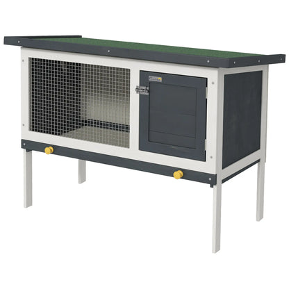 PawHut Wooden Rabbit Hutch Guinea Pig Hutch Bunny Cage Small Animal Habitat Openable Asphalt Roof for Outdoor Use